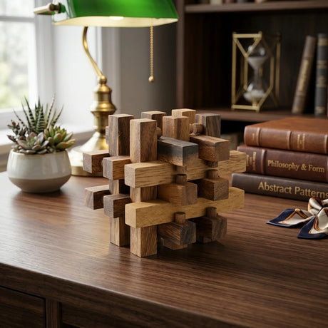 Wooden Japanese Construction Lock Puzzle Mechanical Brain Teaser