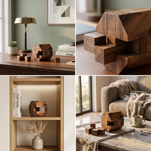 Wooden Diamond Cube 4 Puzzle Complex Geometry Brain Teaser - View 2
