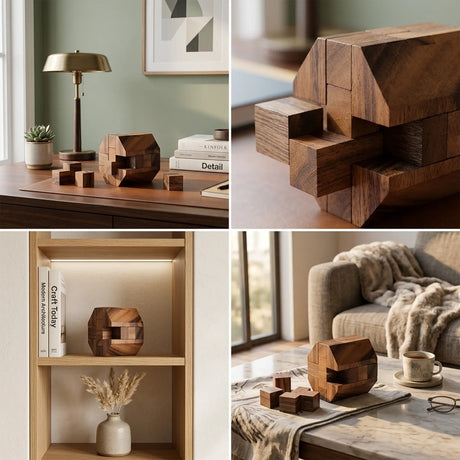 Wooden Diamond Cube 4 Puzzle Complex Geometry Brain Teaser - View 2
