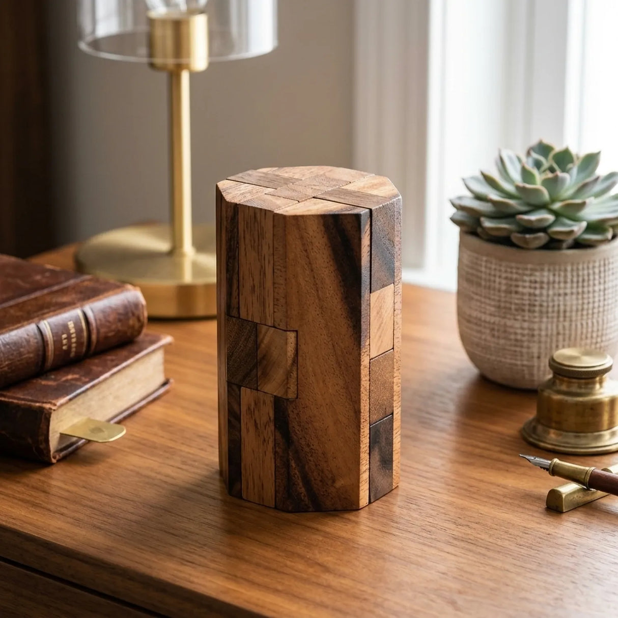 Wooden Diamond Cube 4 Puzzle Complex Geometry Brain Teaser - View 3