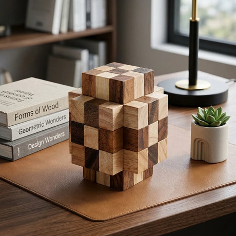 Wooden Diamond 33 Puzzle Challenging Burr Design Mechanical Toy