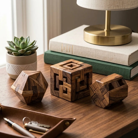 Wooden Ki no Himitsu Puzzle 3 Piece Japanese Set Brain Teaser