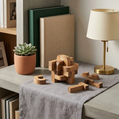Wooden Diamond Cube 3 Puzzle Geometric Brain Teaser Home Decor - View 2