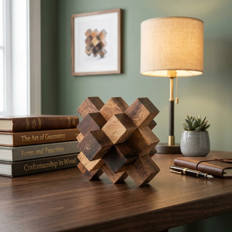 Wooden Falling Star Puzzle Interlocking Geometry Brain Teaser