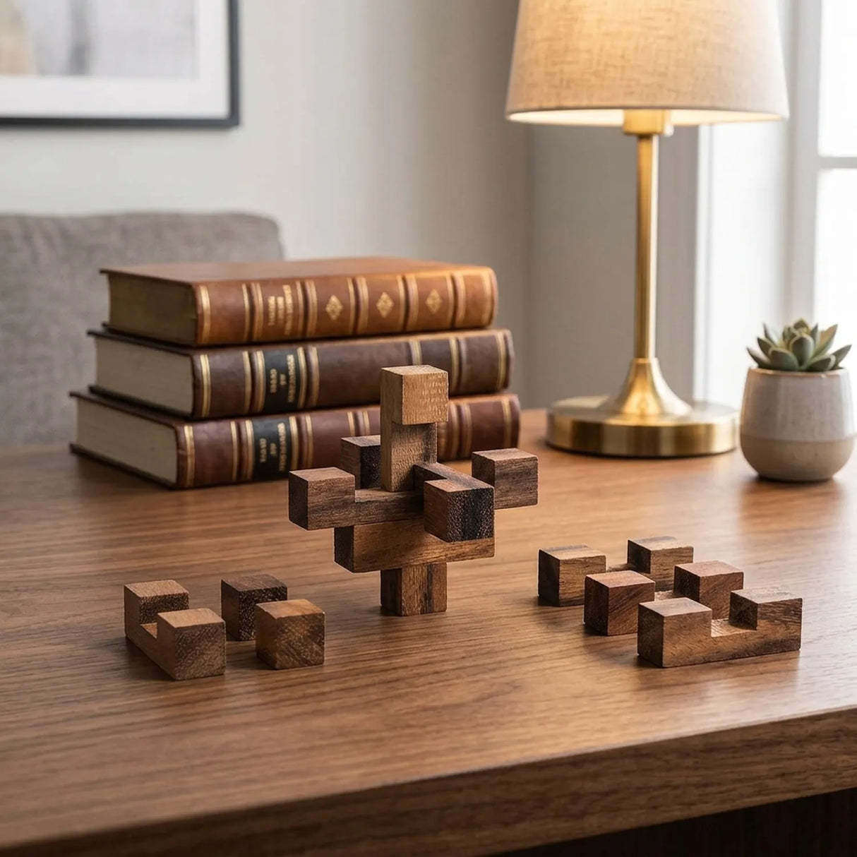 Wooden Falling Star Puzzle Interlocking Geometry Brain Teaser - View 3