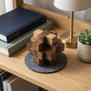 Wooden Diamond Cube 2 Puzzle Mechanical Brain Teaser Office Decor - View 2