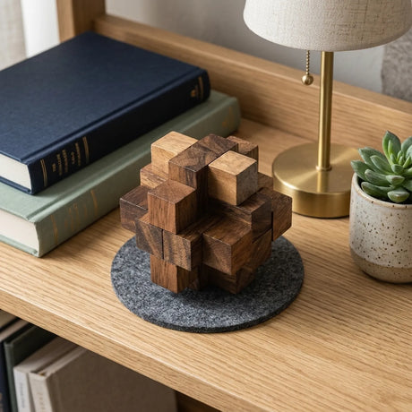 Wooden Diamond Cube 2 Puzzle Mechanical Brain Teaser Office Decor - View 2